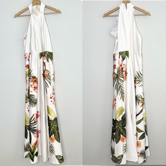 NWT FEHAUTE Floral Maxi Dress in Cream Size 4 *no belt - Picture 2 of 5